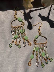 Green Beaded Dangle Earrings