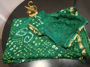 Green Bandhani Saree💚