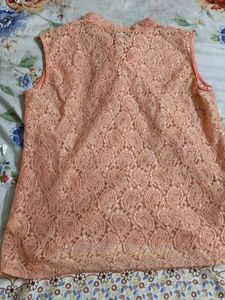 Peach Lace Ruffle Top