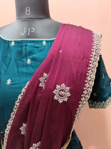 Elegant Teal &amp; Maroon Lehenga Choli Set