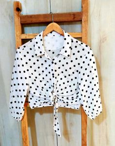 Polica Dot Print Crop Shirt Size-28-30