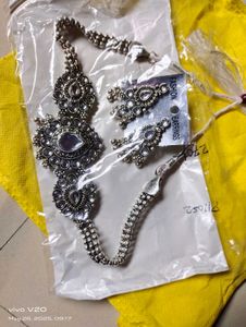 Oxidized Silver Necklace &amp; Earring Set😍😍