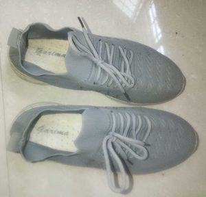 Gray Knit Running Shoes