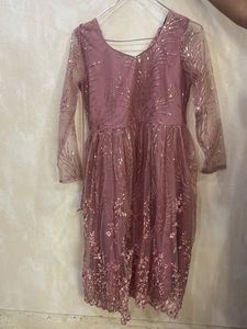 Elegant Mauve Net Party Dress