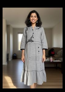 Embroidered Grey Kurta long