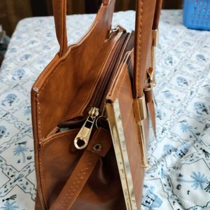 Brown Bow Accent Satchel