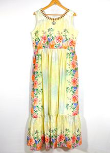 Lime Green Floral Gowns (Women's)