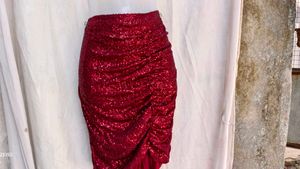 I. Red Sequin Party skirt