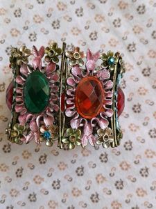 Gemstone Floral Cuff Bracelet