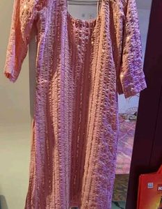 Women&#39;s Pink Embellished  Georgette full  Stitched