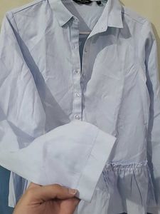 Park Avenue Light Blue Peplum Blouse