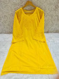 Yellow Embroidered Kurta