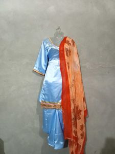 Blue Satin Salwar Suit
