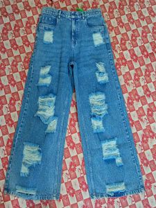 Ripped Wide Leg Jeans