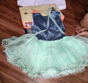 Frock For Baby Girl Light Green And Grey 💚 💙