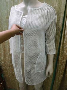 White Mesh Cardigan with crop top