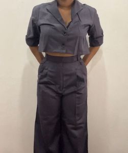 Korean Crop Suit Co-ord Set