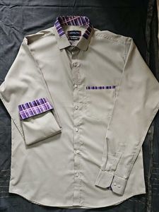 42L Designer Solid Grey Collared Casual Shirt