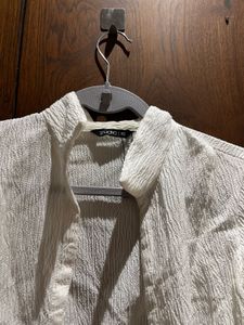 Zudio White Textured Crop Shirt