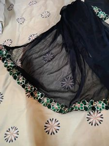 Black Sequin Short Sleeve Kurta With Dupatta