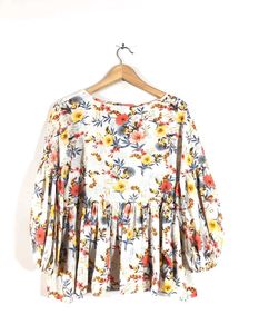 Floral Print Peasant Top