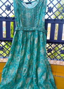Teal Floral Print Dress
