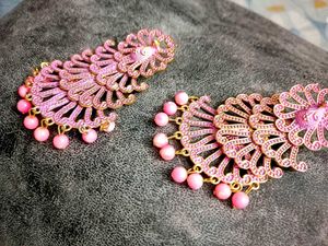 Pink Peacock Earrings