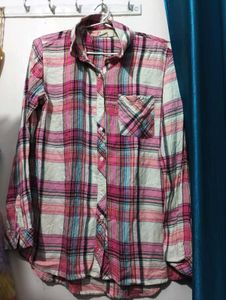 Pink Plaid Flannel Shirt