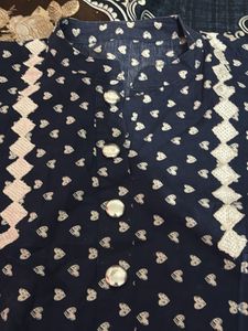 Heart Print Navy Blue Kurti