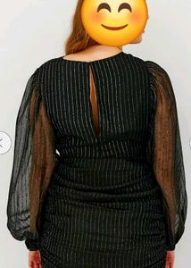Striped Ruched Mini Dress Black Shimmer NA-KD