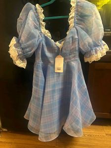 Blue Plaid Mini Dress