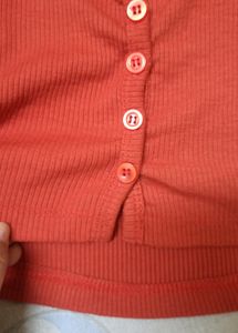 SSS Orange Button Up Crop top