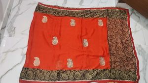 Orange Embroidered Saree