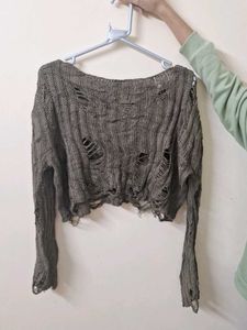 Distressed Knit Crop Top