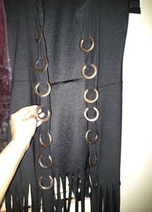 Black Long Shurg with Metal Ring Detail