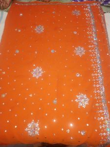 Orange Georgette Party Wear Saree