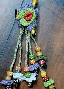 Hand embroidered crochet pattern Hair clutch