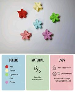 Flower Hair Clips - Set of 6