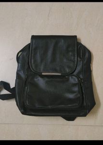 Black Faux Leather Backpack