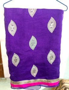 Purple Embroidered Saree