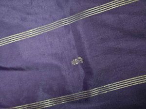 Purple Polyester Saree with Silver Border