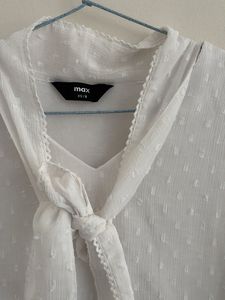 White Sheer Bow Blouse