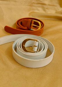 Belts - White &amp; brown