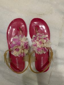 Pink Flower Flip Flops