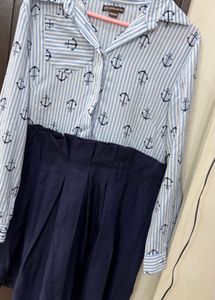 Anchor Print Shirt Dress