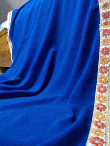 Navy Blue Saree With Designer Blouse