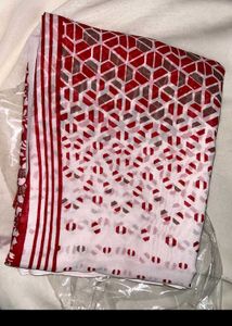 Red &amp; White Saree