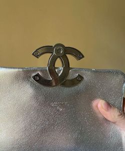 Authentic Chanel Metallic Silver Mini Flap Bag