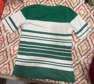 Tees- Green & White Striped Tee