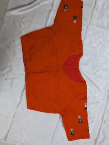 Embroidered Orange Blouse